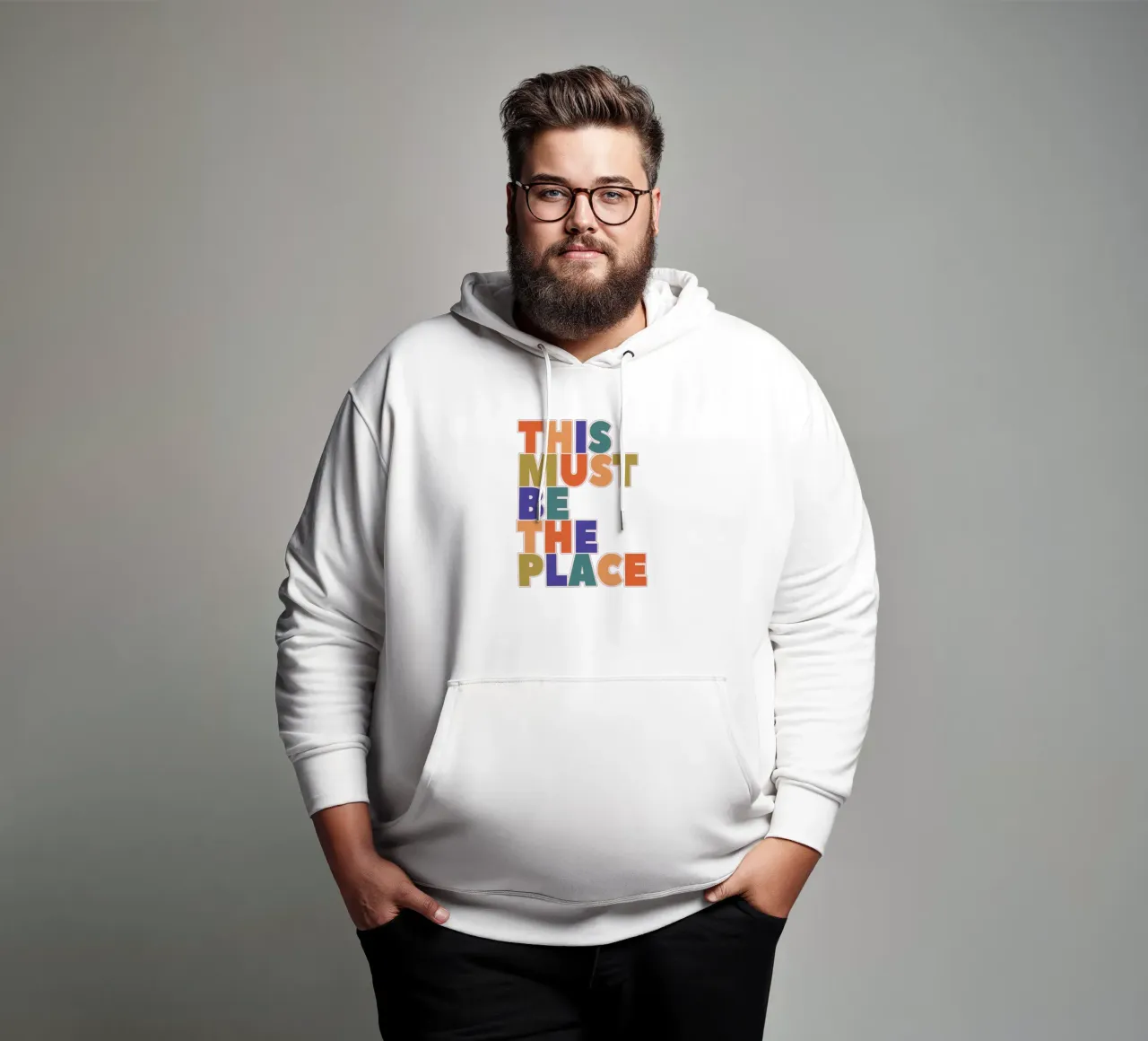 This Must Be The Place – Retro Chunky Typography Print sweat à capuche de showmemars
