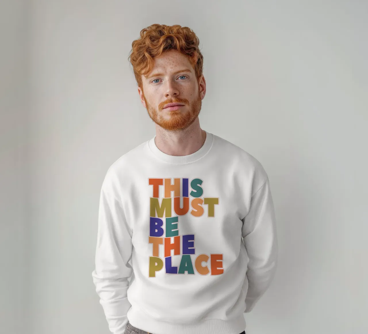This Must Be The Place – Retro Chunky Typography Print sweatshirt van showmemars