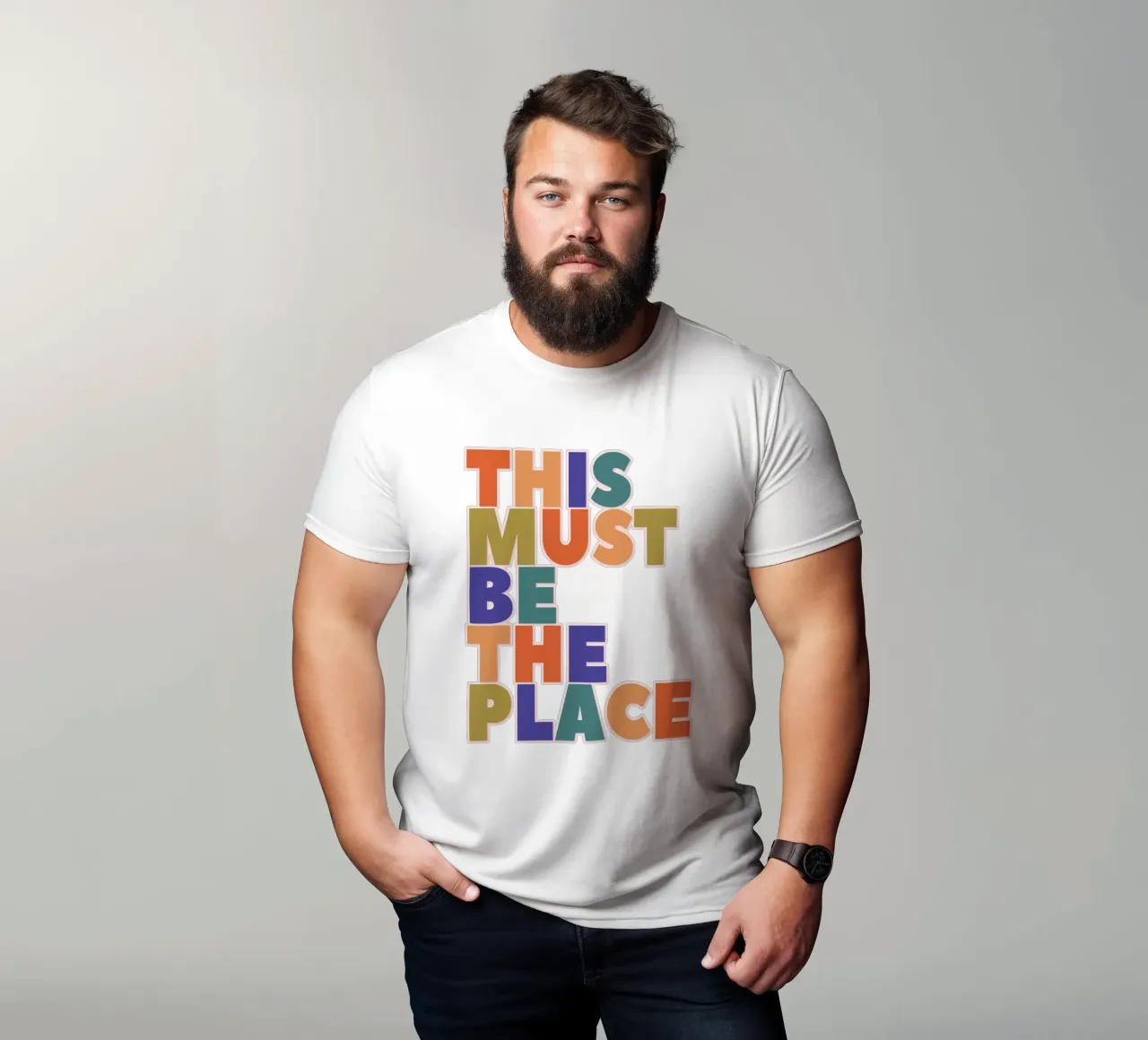This Must Be The Place – Retro Chunky Typography Print T-Shirt von showmemars