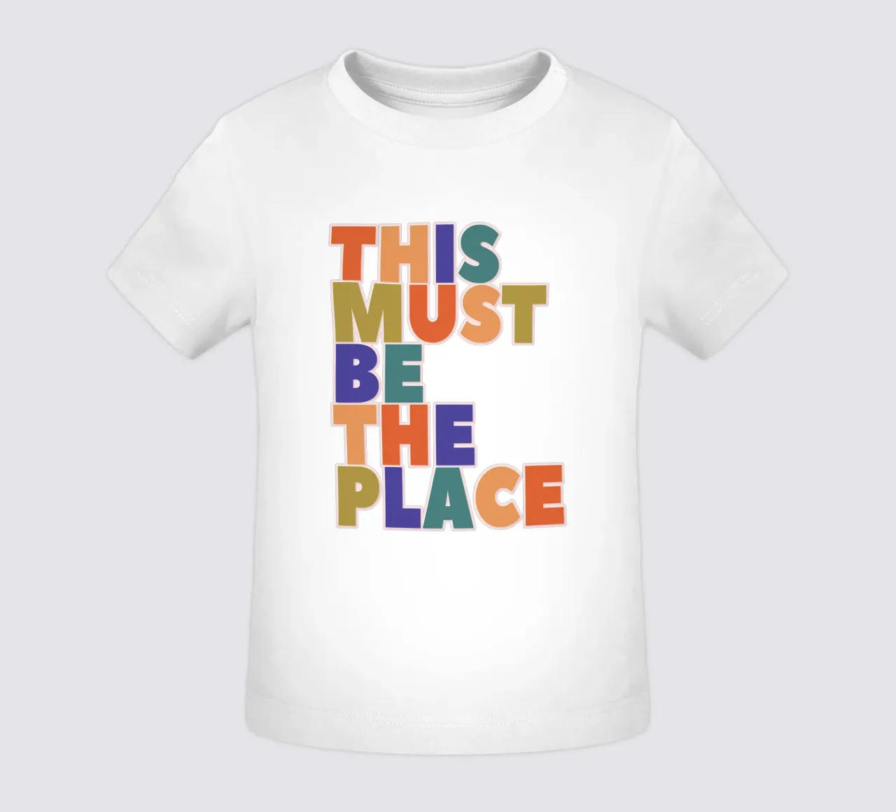 This Must Be The Place – Retro Chunky Typography Print baby t-shirt by showmemars