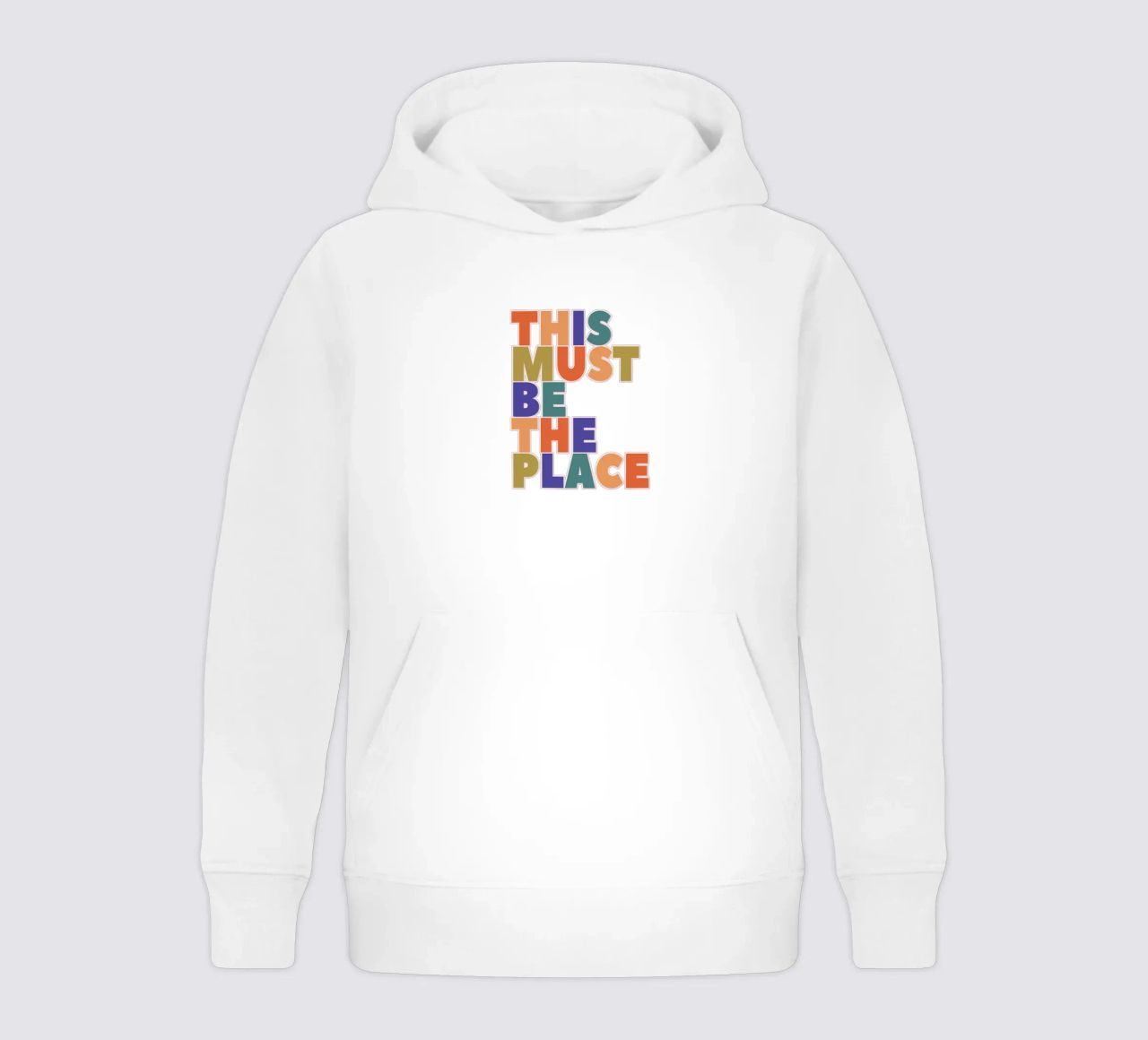 This Must Be The Place – Retro Chunky Typography Print felpa bambino con cappuccio da showmemars