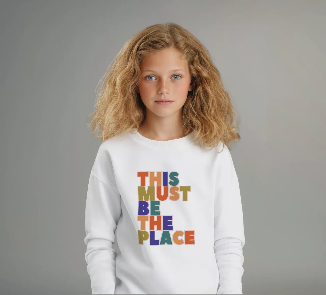 This Must Be The Place – Retro Chunky Typography Print kids sweatshirt by showmemars