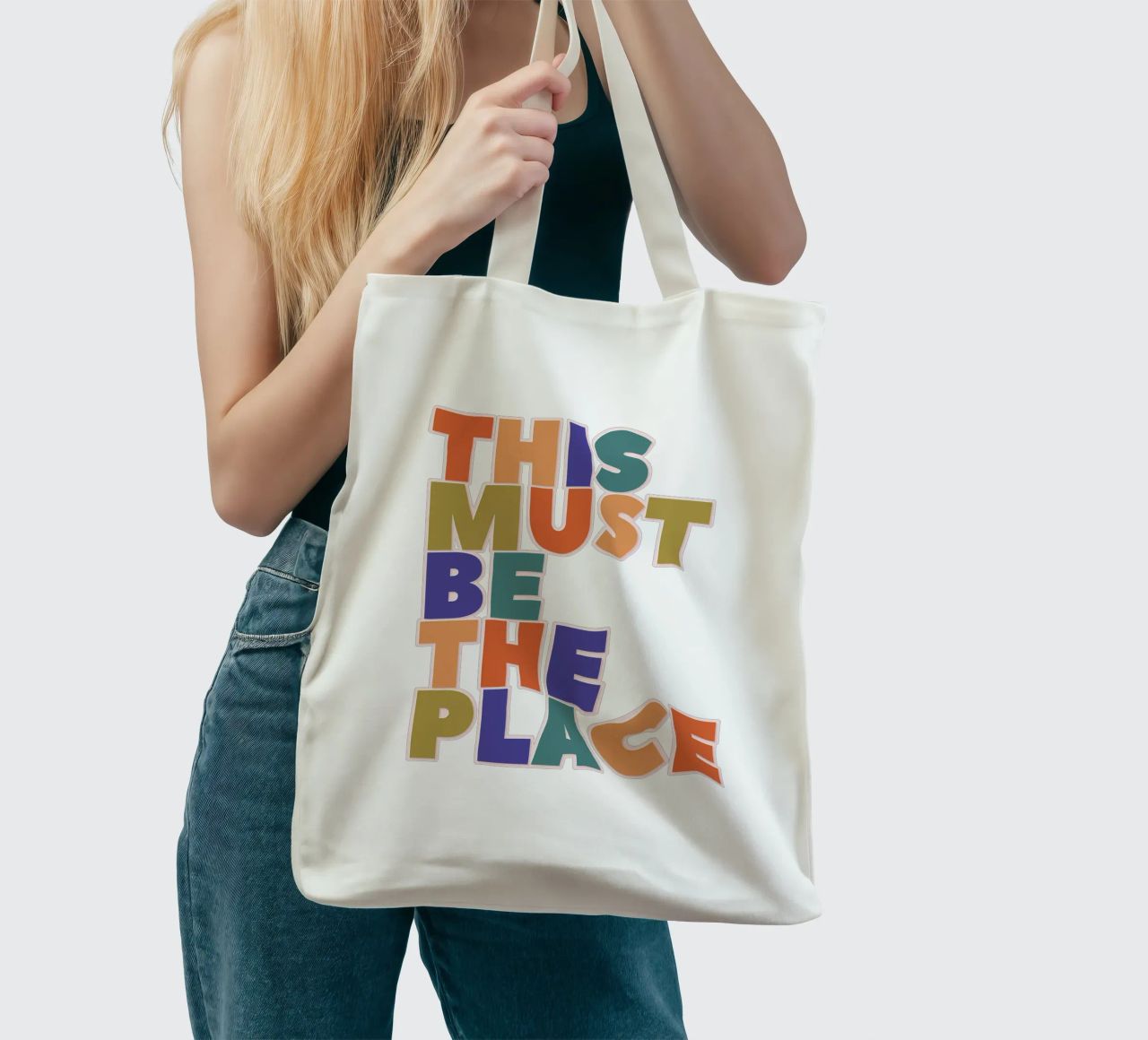 This Must Be The Place – Retro Chunky Typography Print Jutebeutel von showmemars