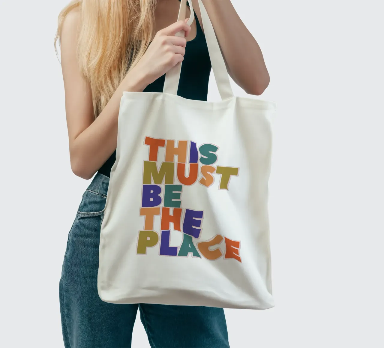 This Must Be The Place – Retro Chunky Typography Print borsa in juta da showmemars