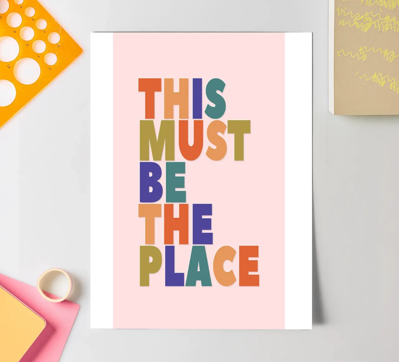 This Must Be The Place – Retro Chunky Typography Print pack de pegatina de showmemars