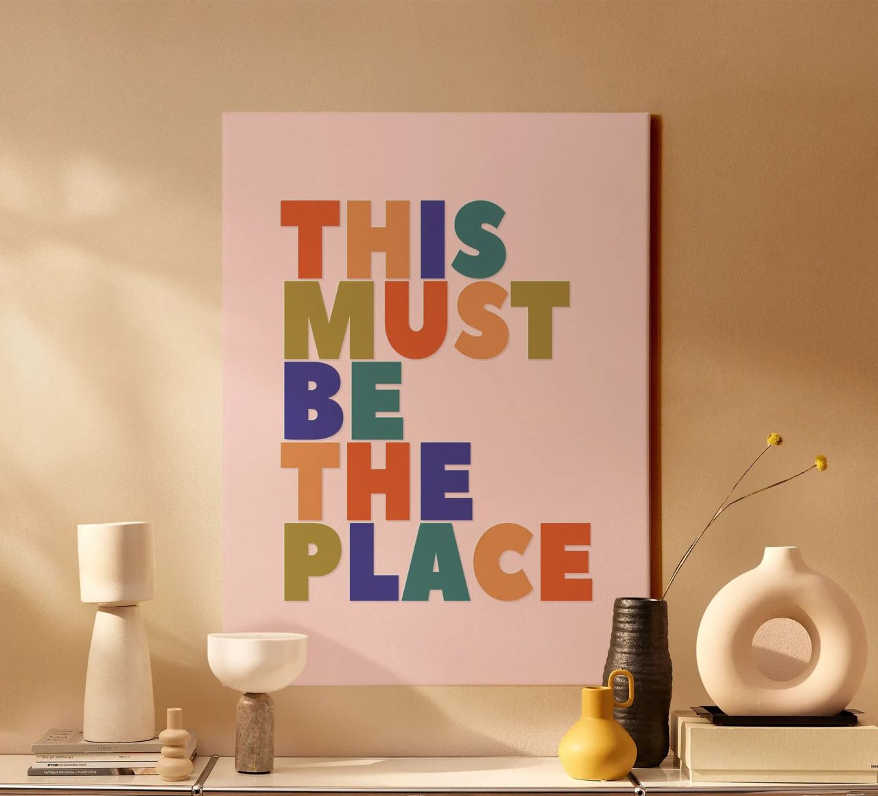 This Must Be The Place – Retro Chunky Typography Print canvas by showmemars