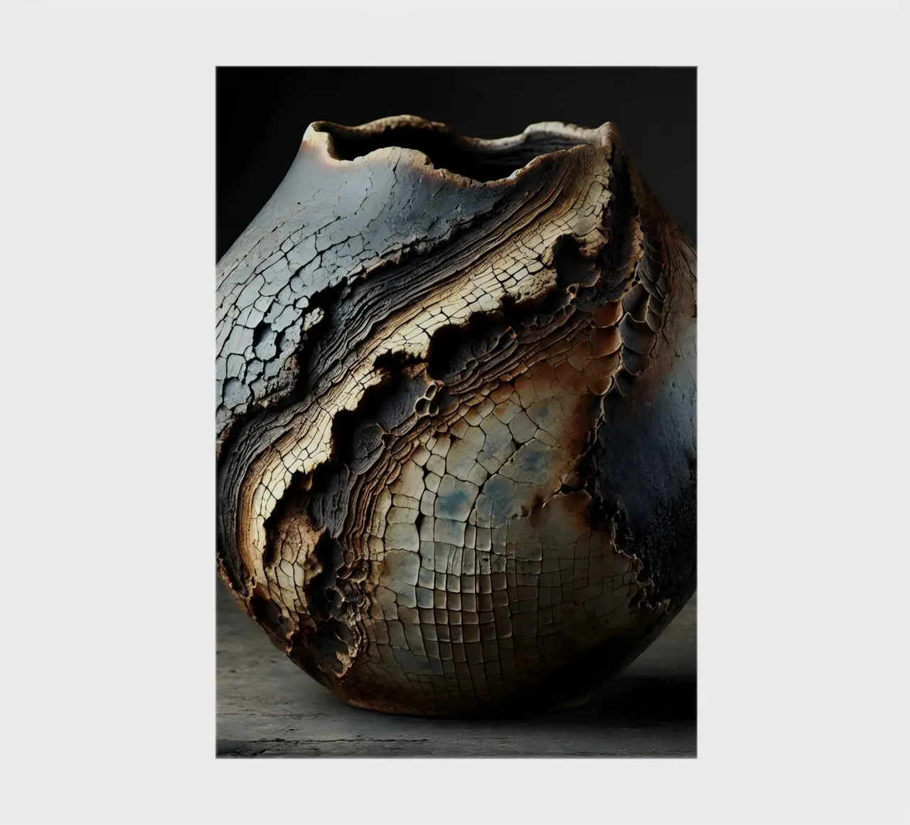 Artistic Raku vase motifs with a striking structure notebook by scHio