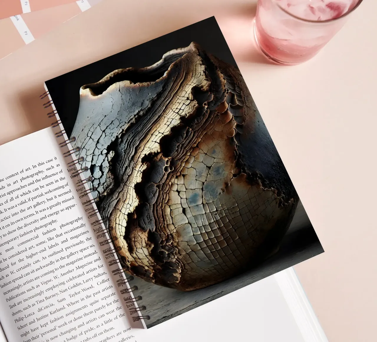 Artistic Raku vase motifs with a striking structure spiral notebook by scHio