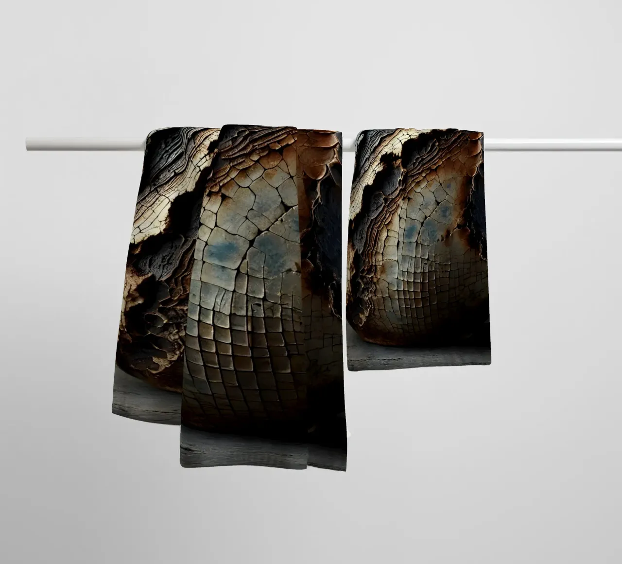 Artistieke Raku vaasmotieven met een opvallende structuur badhanddoek van scHio