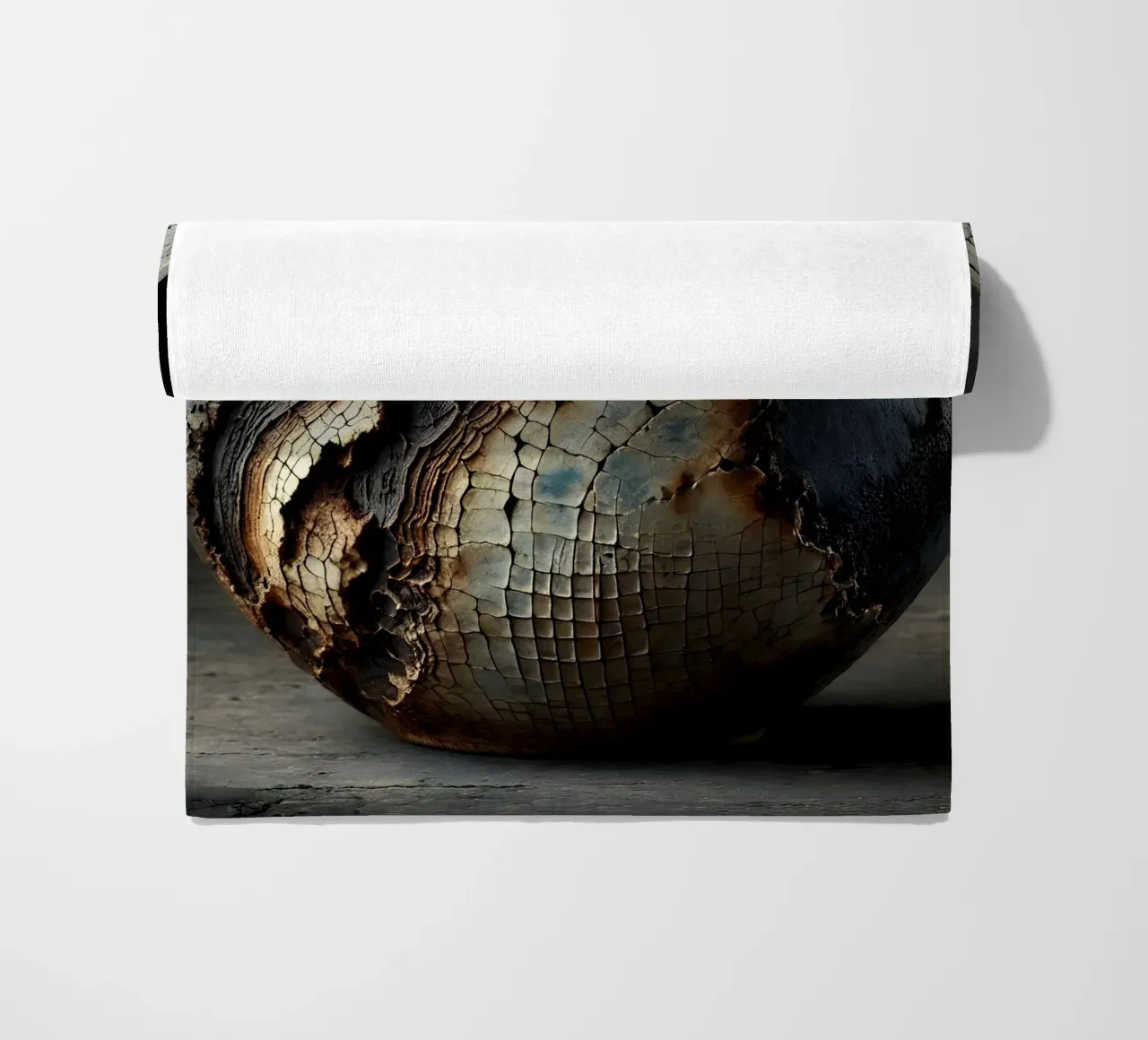 Artistic Raku vase motifs with a striking structure beach towel by scHio