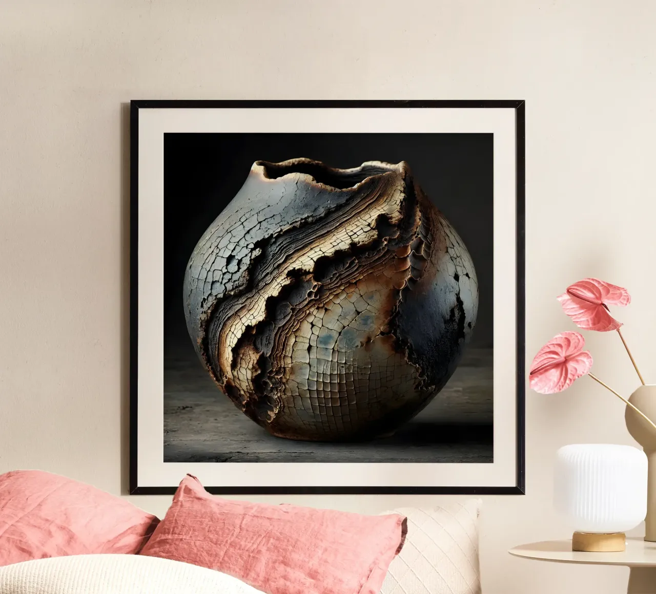 Artistic Raku vase motifs with a striking structure hahnemühle by scHio