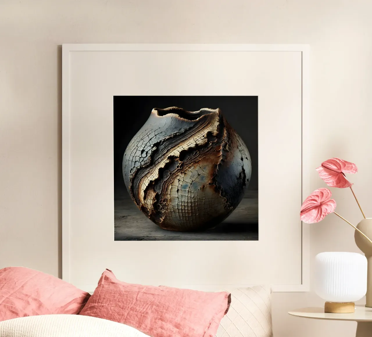 Artistic Raku vase motifs with a striking structure hahnemühle by scHio