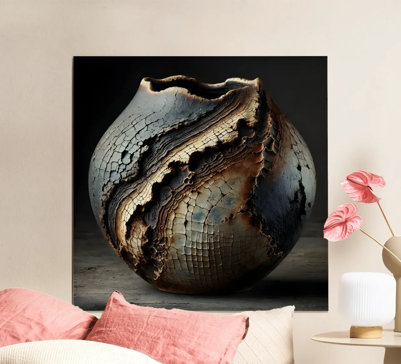 Artistic Raku vase motifs with a striking structure hahnemühle by scHio