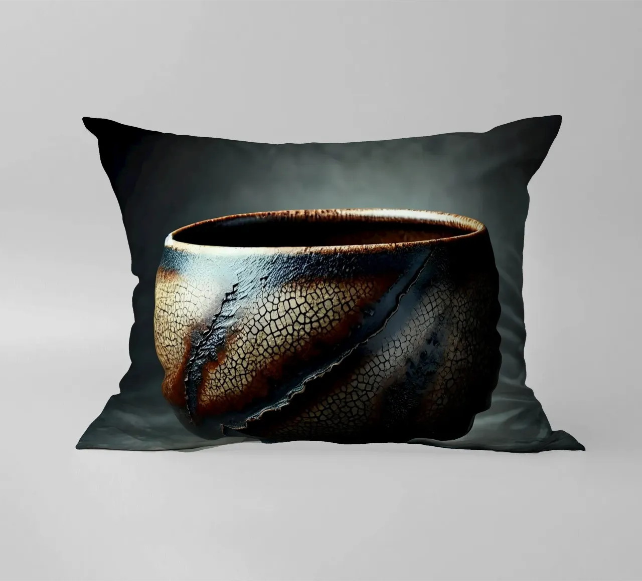 Motivo ciotola in ceramica con smalto raku cuscino da scHio