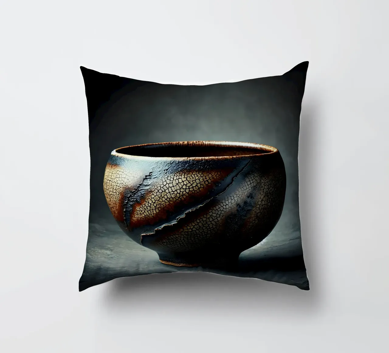 Motivo ciotola in ceramica con smalto raku cuscino da scHio
