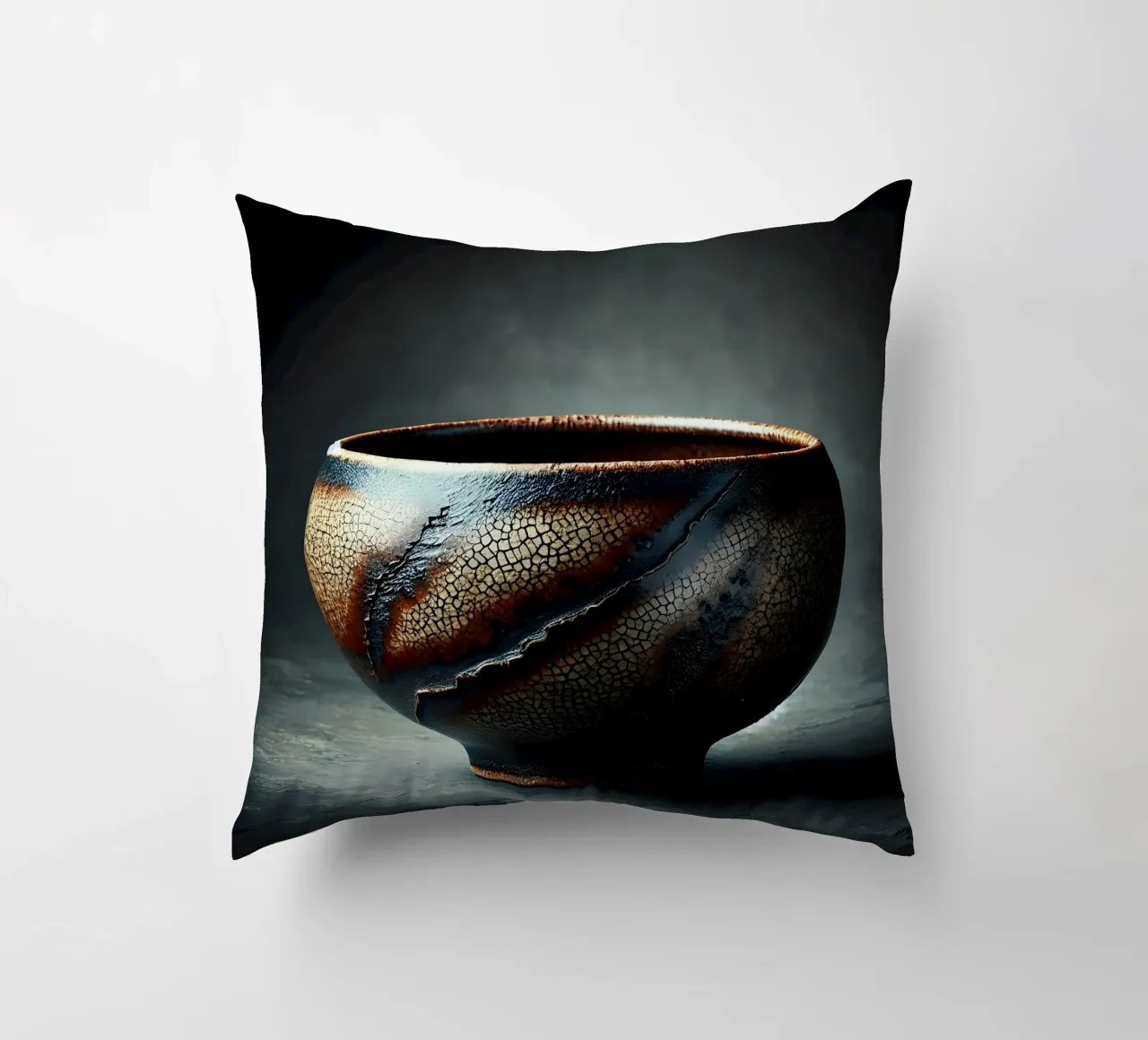 Motivo ciotola in ceramica con smalto raku cuscino da scHio