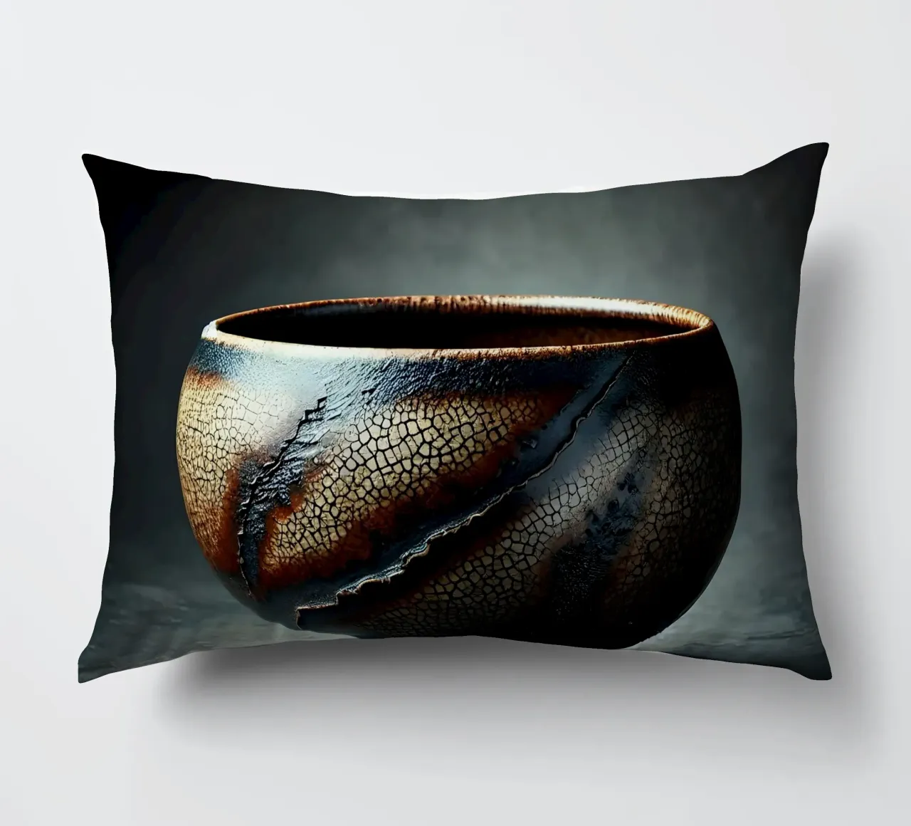 Motivo ciotola in ceramica con smalto raku cuscino da scHio