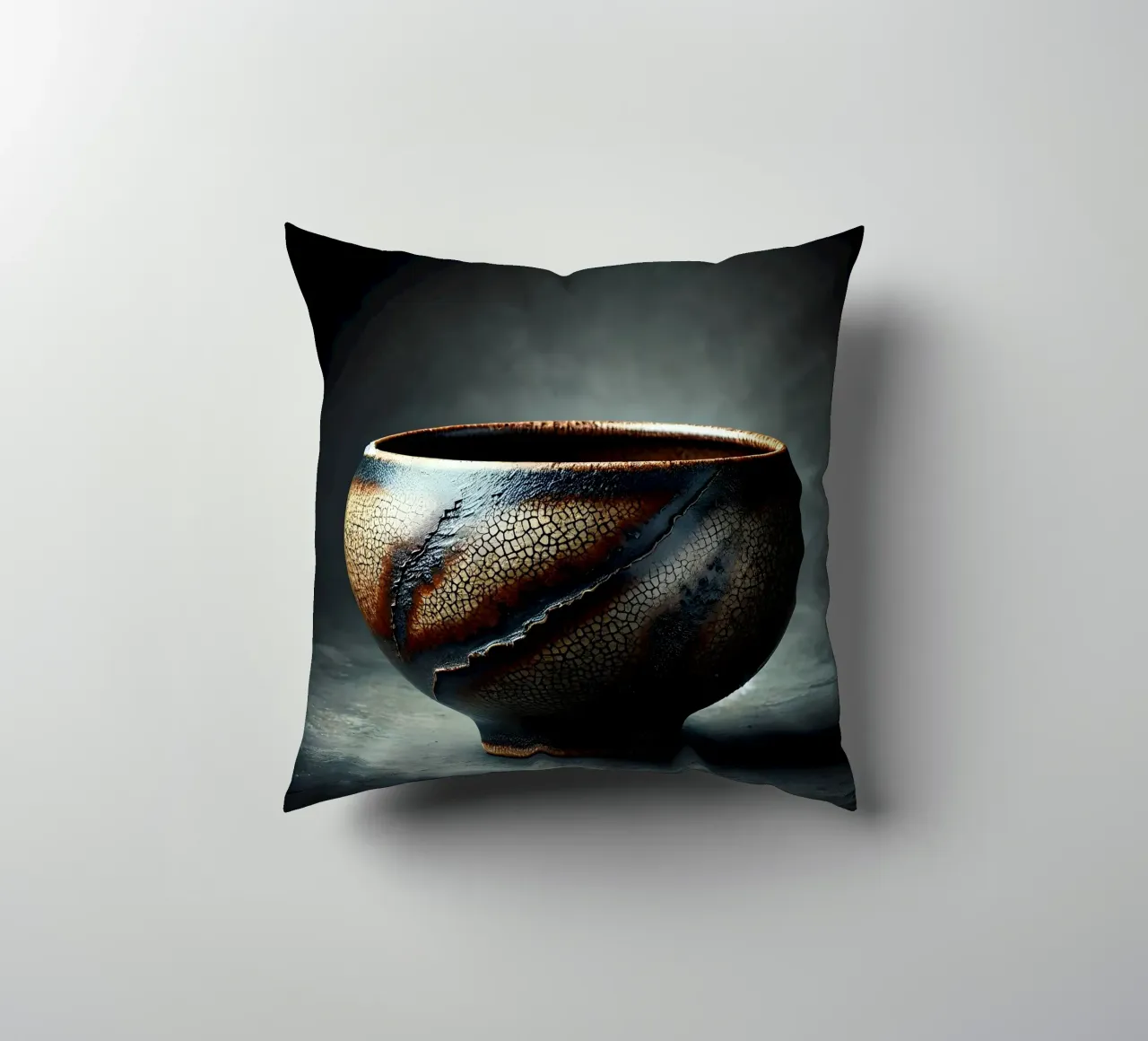 Motivo ciotola in ceramica con smalto raku cuscino da scHio
