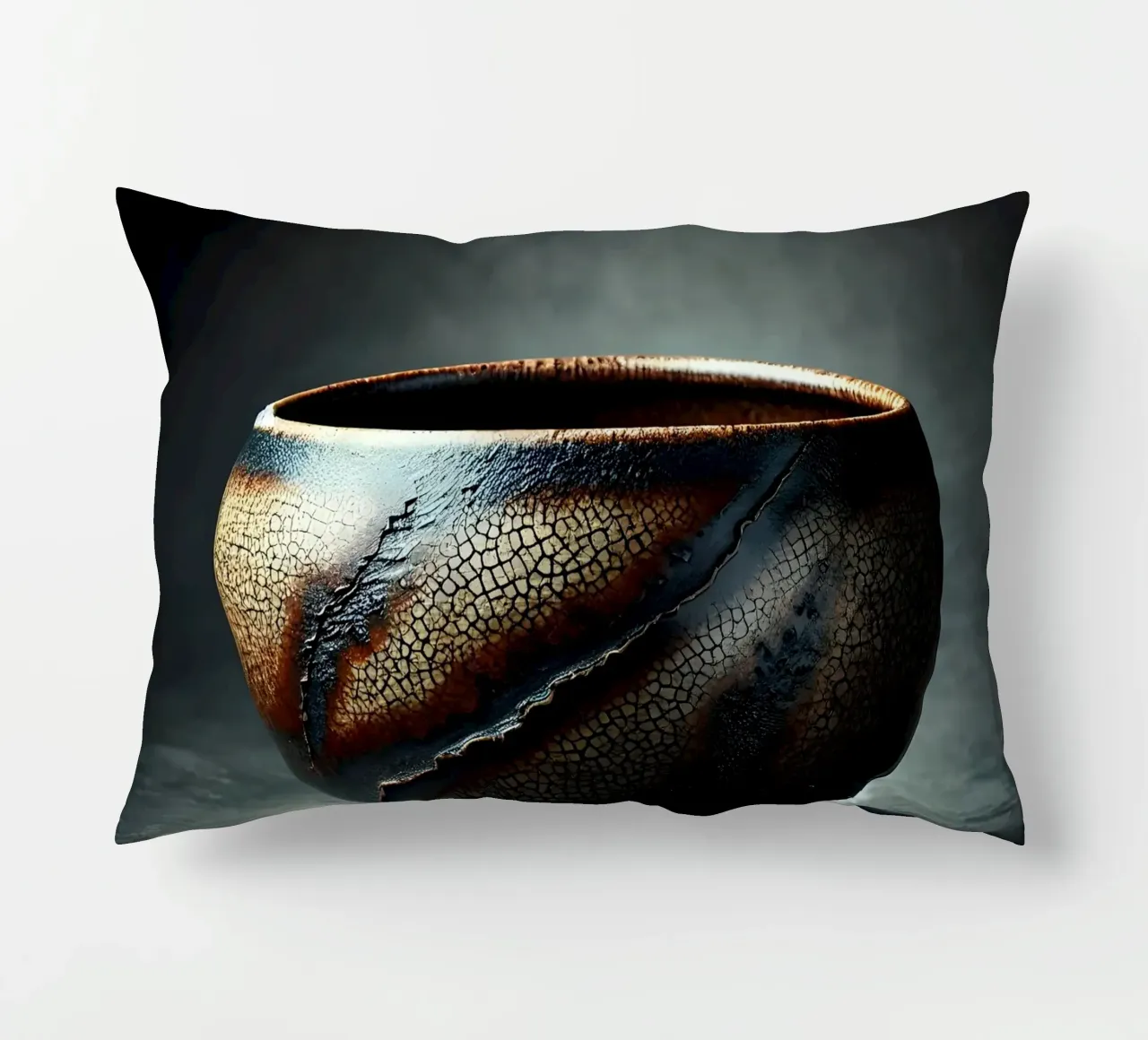 Motivo ciotola in ceramica con smalto raku cuscino da scHio