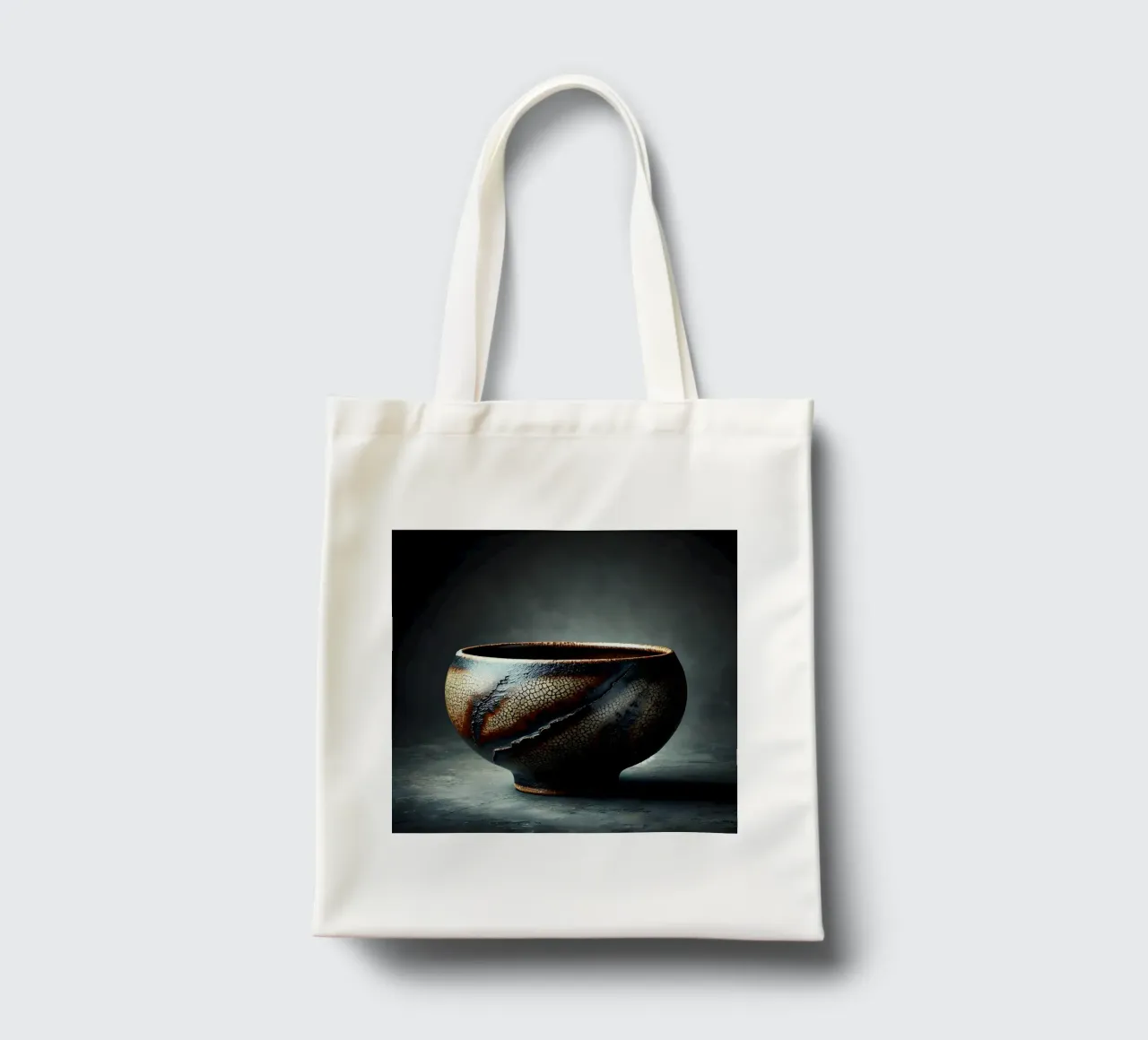 Ceramic bowl motif with raku glaze look tote bag by scHio