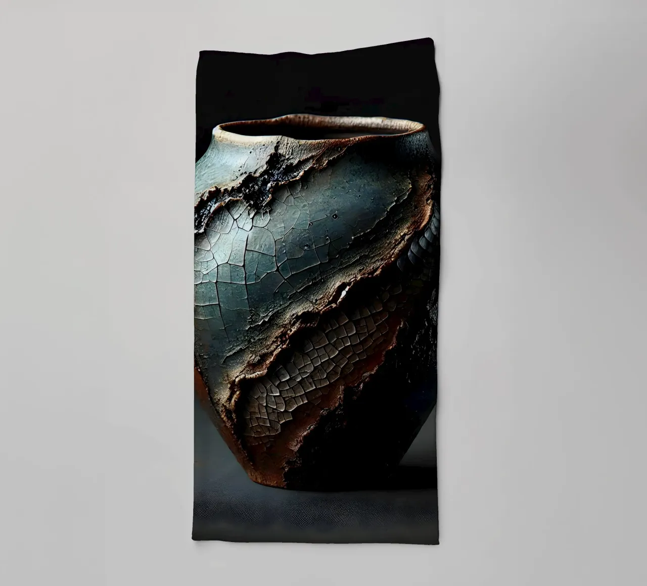 Artistic Raku vase motifs with a striking structure towel by scHio