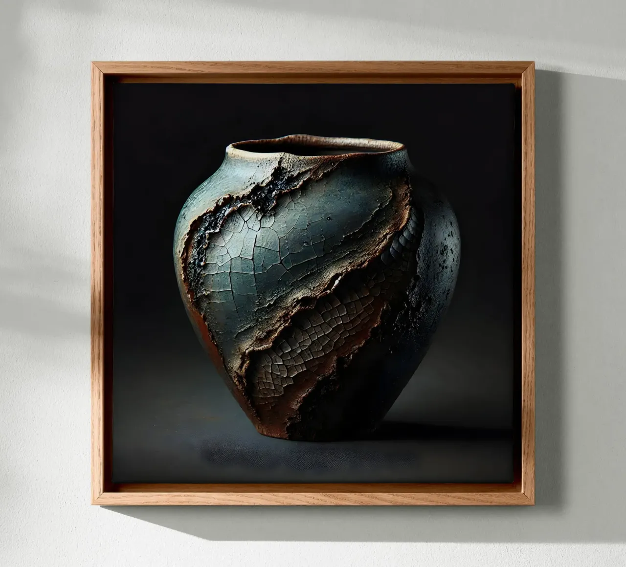 Artistic Raku vase motifs with a striking structure canvas by scHio