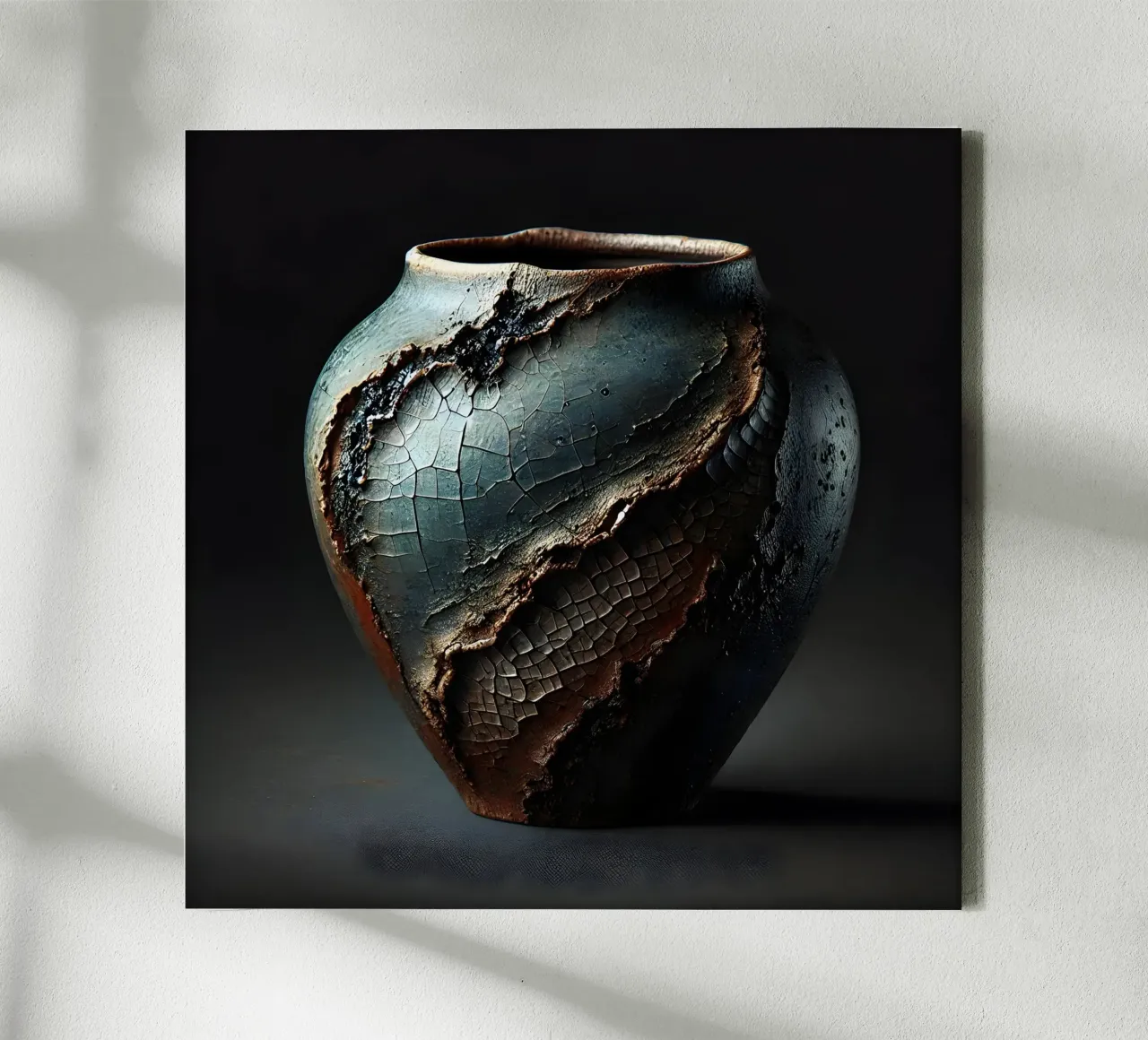 Artistic Raku vase motifs with a striking structure canvas by scHio