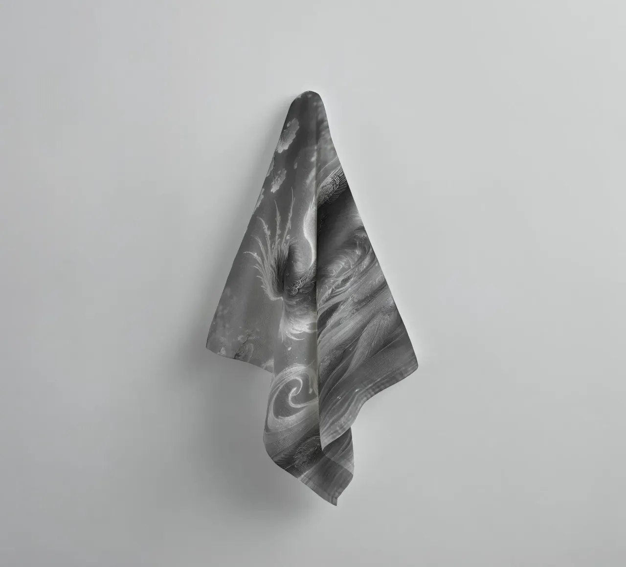 Majestic phoenix - Mystical art in black and white towel by scHio