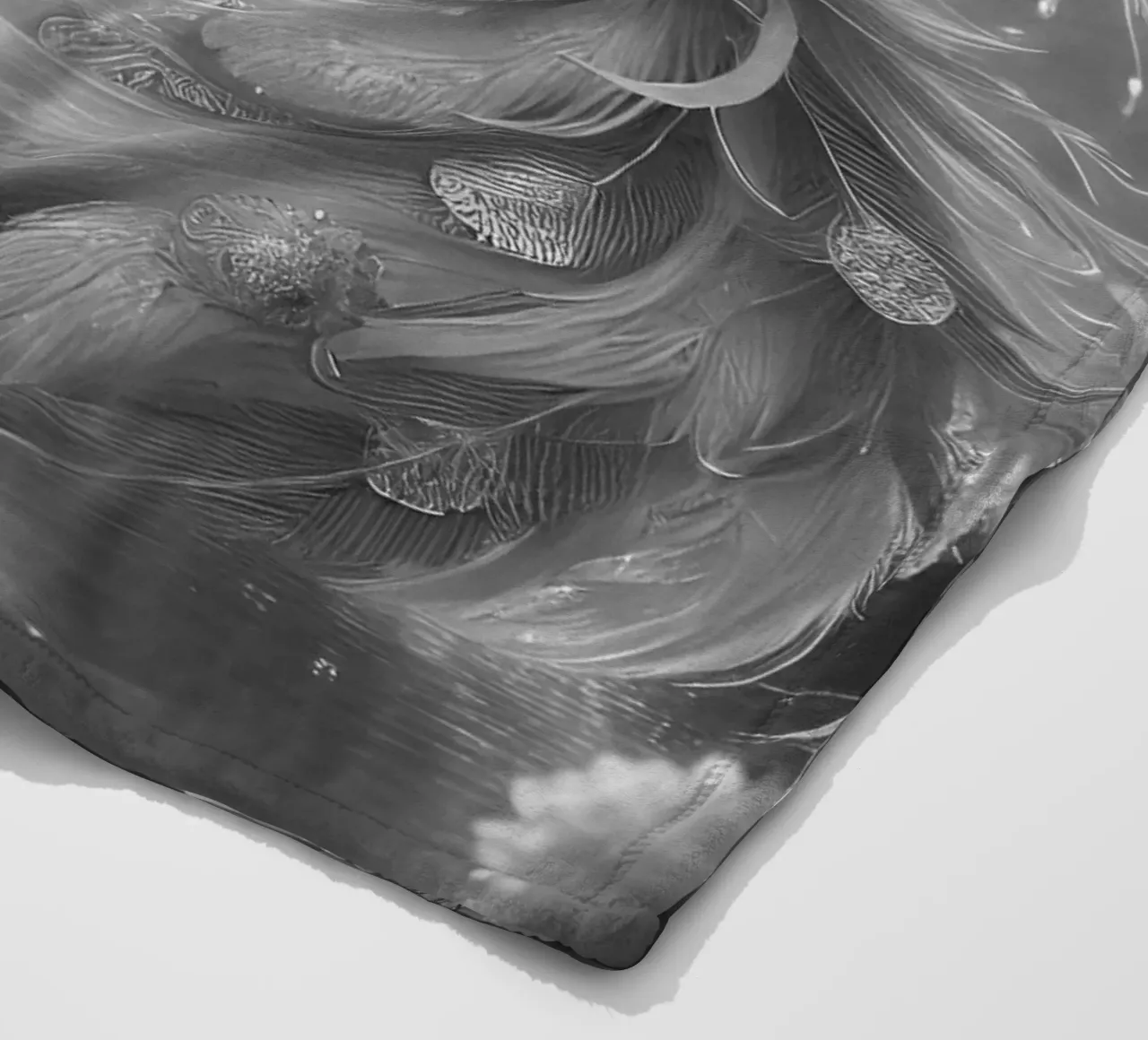 Majestic phoenix - Mystical art in black and white fleece blanket by scHio