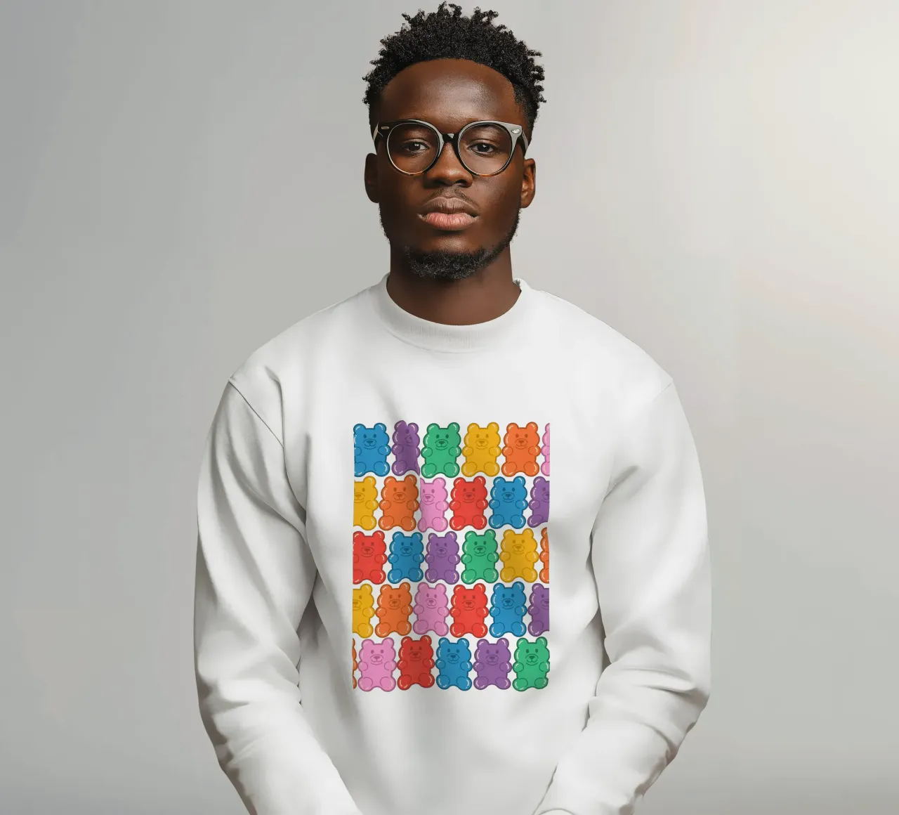 Colorful Gummy Bear Pattern – Fun & Playful Retro Print felpa da showmemars