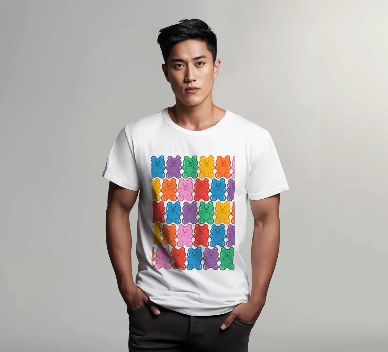 Colorful Gummy Bear Pattern – Fun & Playful Retro Print t-shirt da showmemars