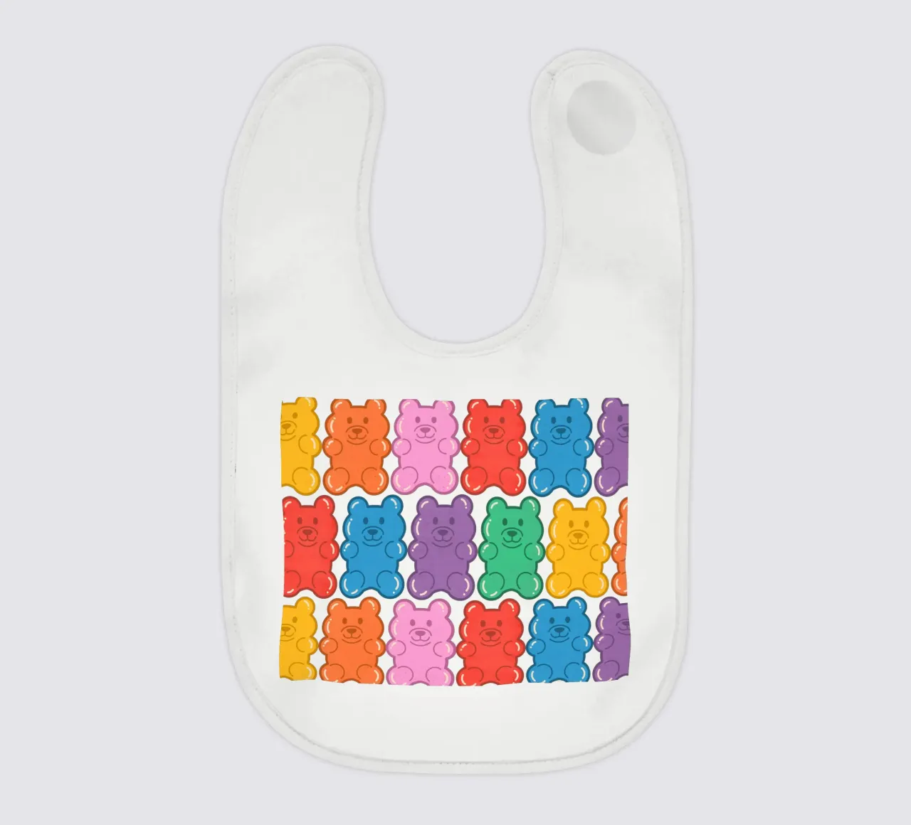 Colorful Gummy Bear Pattern – Fun & Playful Retro Print bavaglino da showmemars