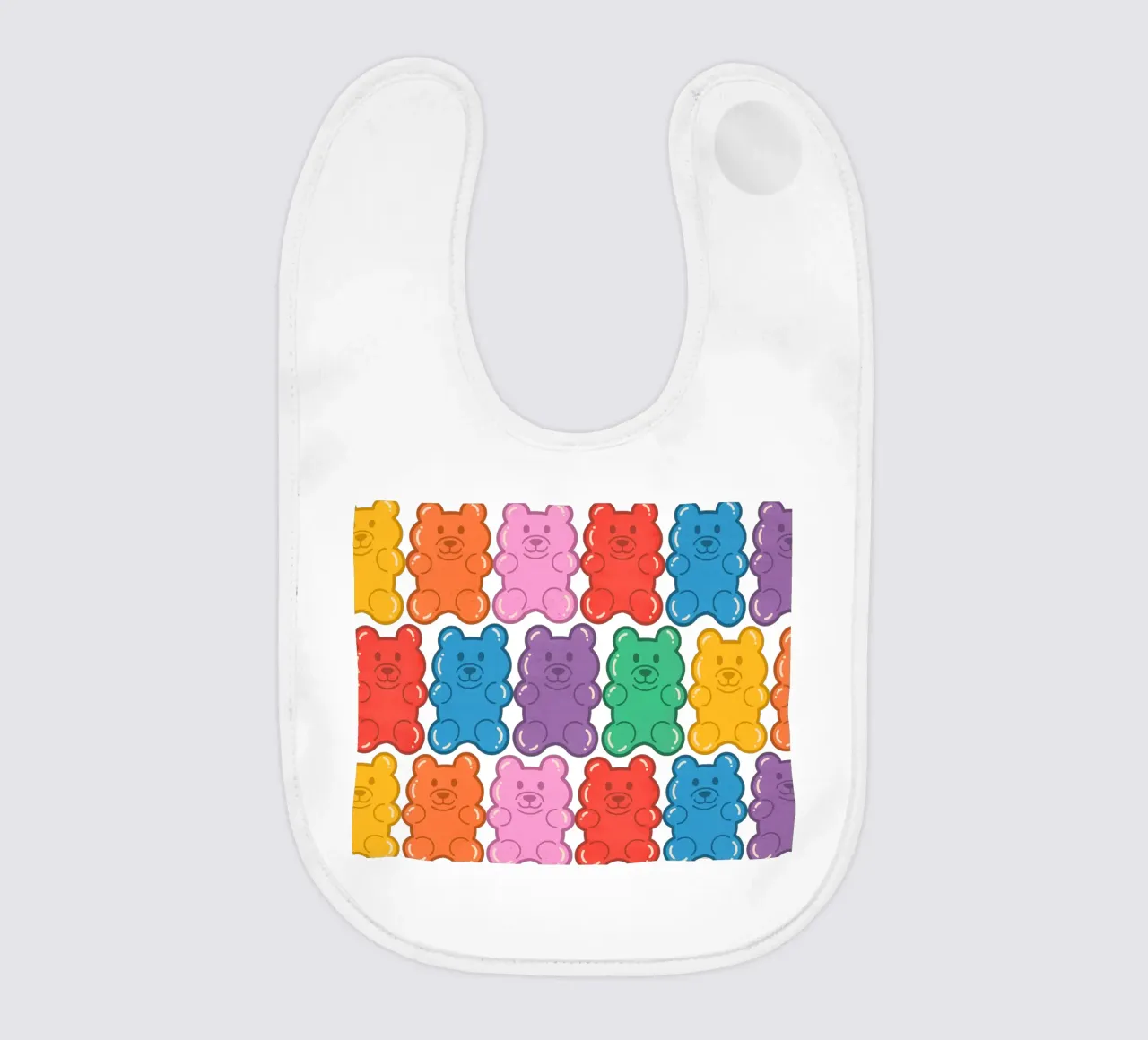 Colorful Gummy Bear Pattern – Fun & Playful Retro Print bavaglino da showmemars