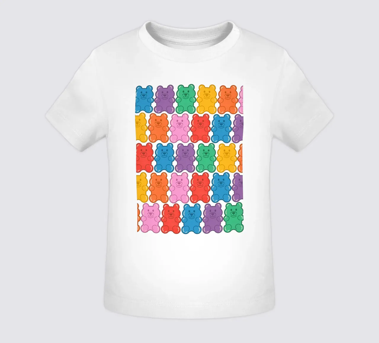 Colorful Gummy Bear Pattern – Fun & Playful Retro Print maglietta neonato da showmemars