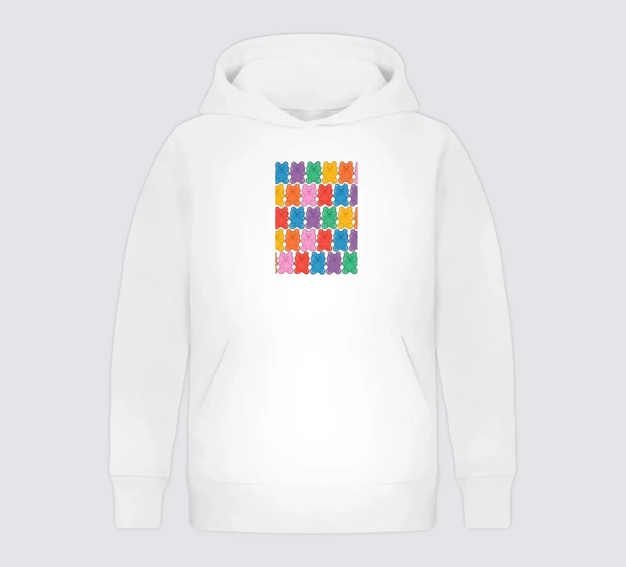 Colorful Gummy Bear Pattern – Fun & Playful Retro Print felpa bambino con cappuccio da showmemars