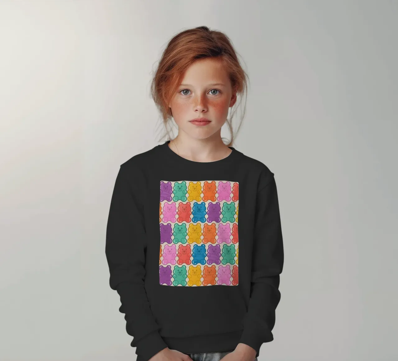 Colorful Gummy Bear Pattern – Fun & Playful Retro Print felpa bambino da showmemars