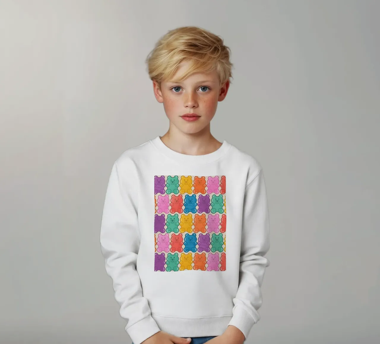 Colorful Gummy Bear Pattern – Fun & Playful Retro Print felpa bambino da showmemars