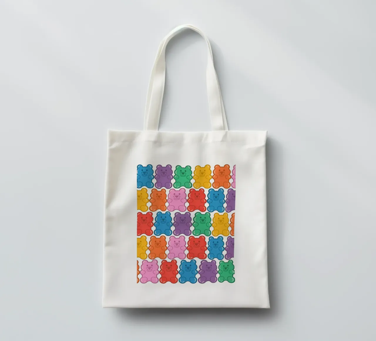 Colorful Gummy Bear Pattern – Fun & Playful Retro Print borsa in juta da showmemars