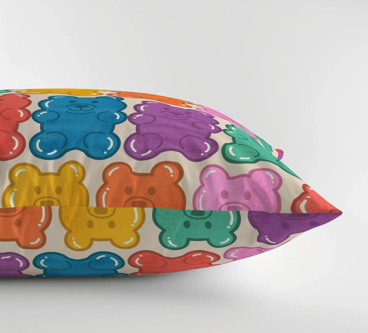 Colorful Gummy Bear Pattern – Fun & Playful Retro Print cuscino da showmemars