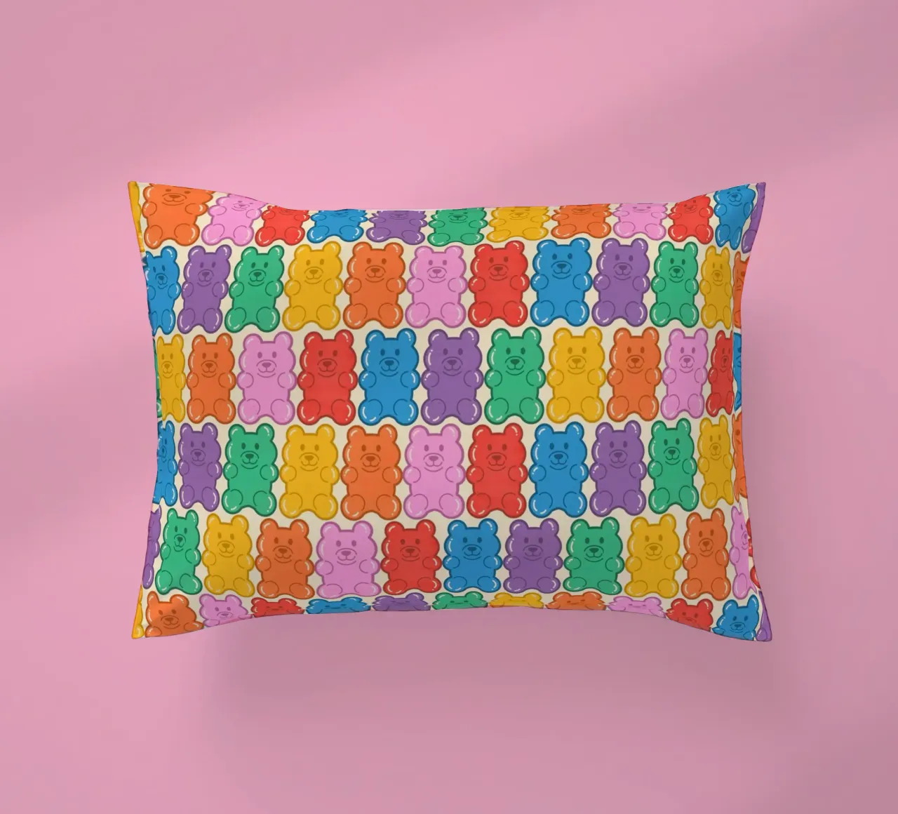 Colorful Gummy Bear Pattern – Fun & Playful Retro Print cuscino da showmemars
