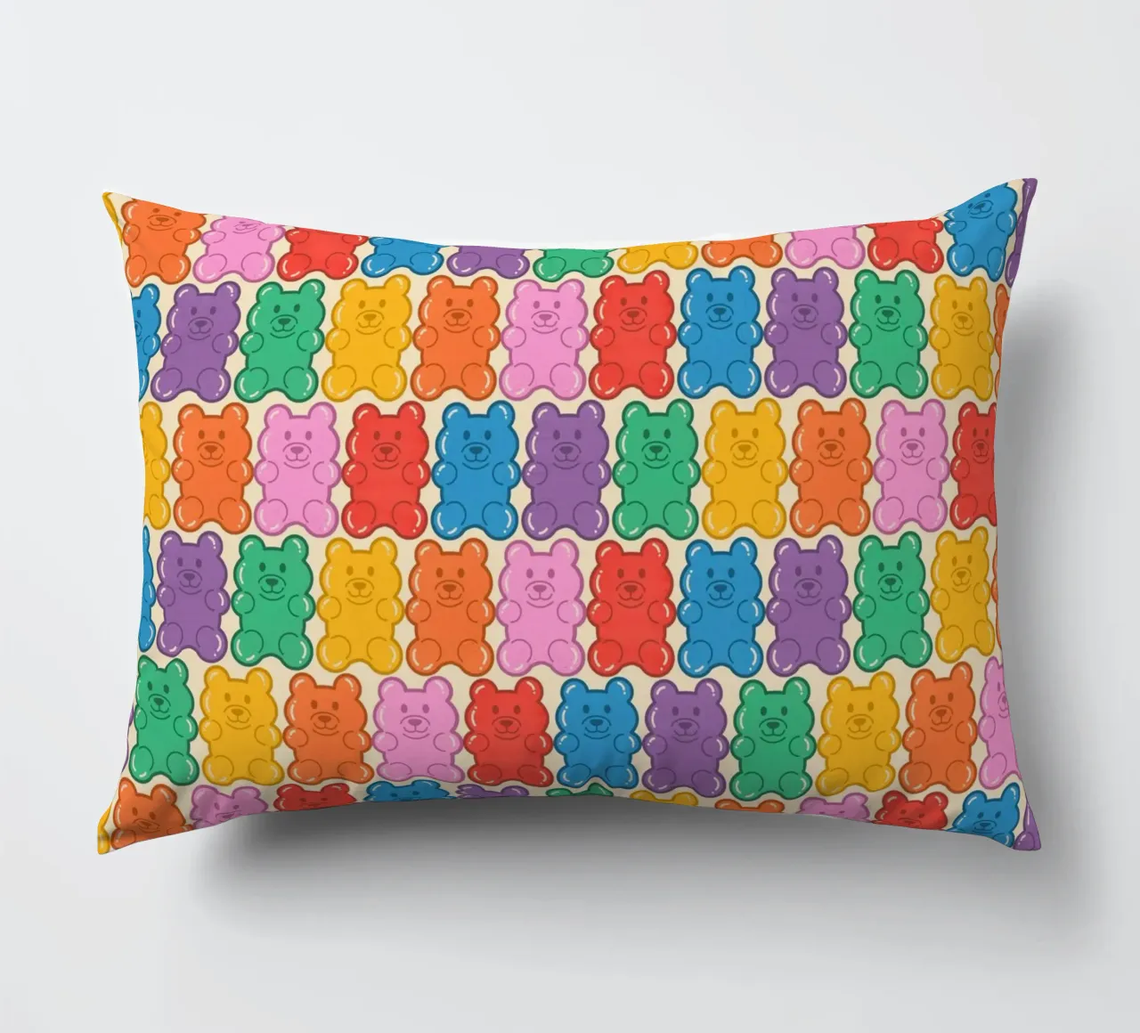 Colorful Gummy Bear Pattern – Fun & Playful Retro Print cuscino da showmemars
