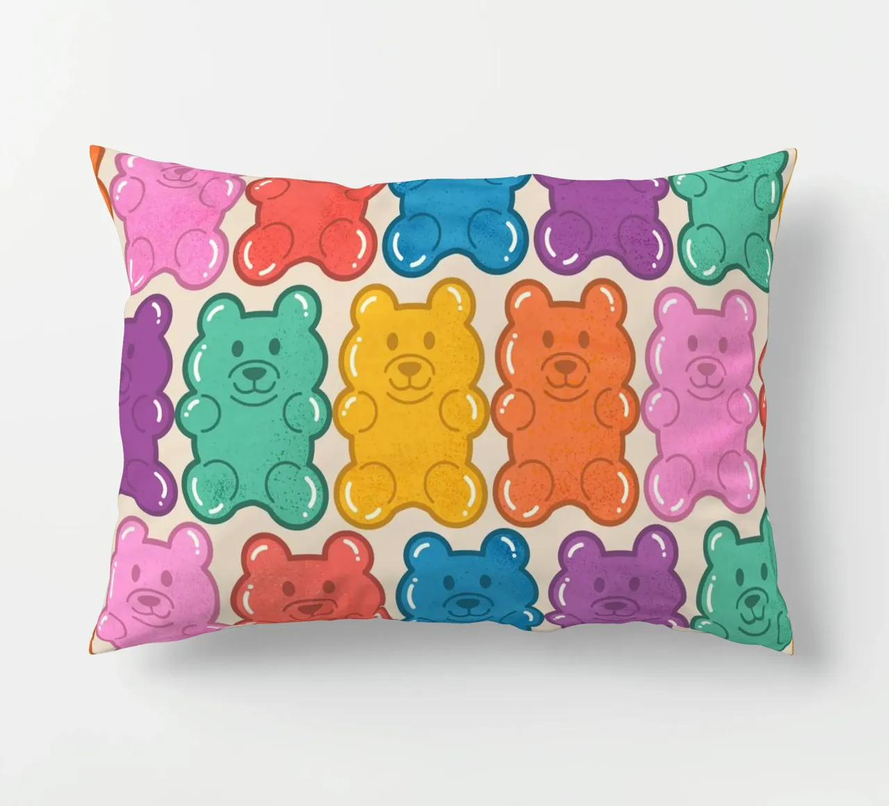 Colorful Gummy Bear Pattern – Fun & Playful Retro Print cuscino da showmemars