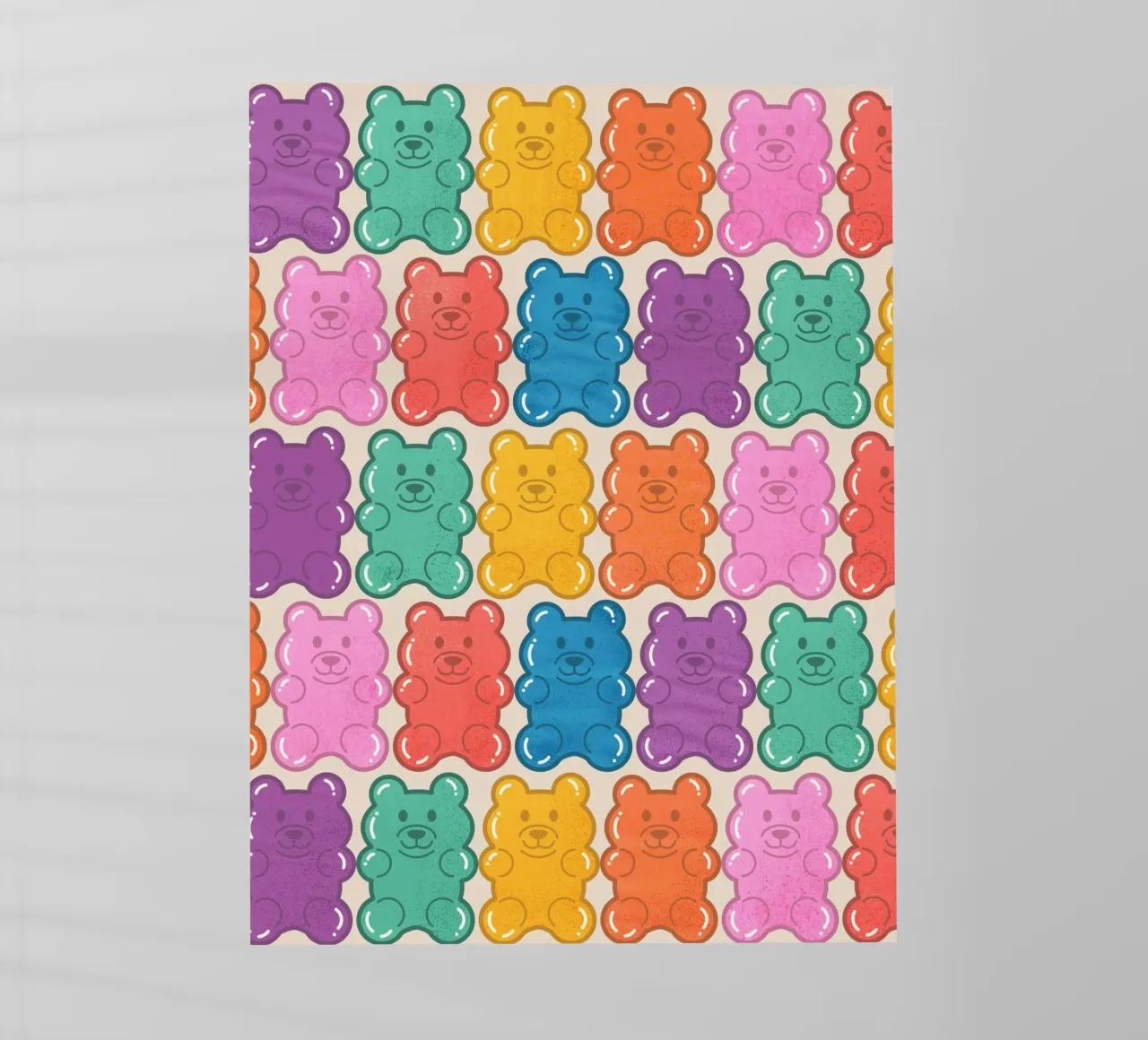 Colorful Gummy Bear Pattern – Fun & Playful Retro Print pellicola backlit da showmemars