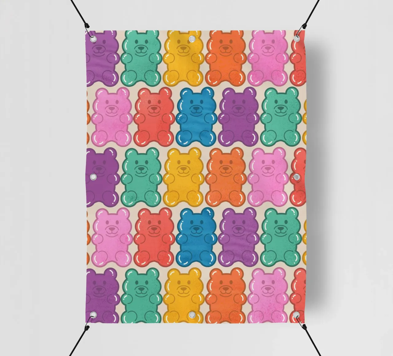 Colorful Gummy Bear Pattern – Fun & Playful Retro Print telo in pvc da showmemars