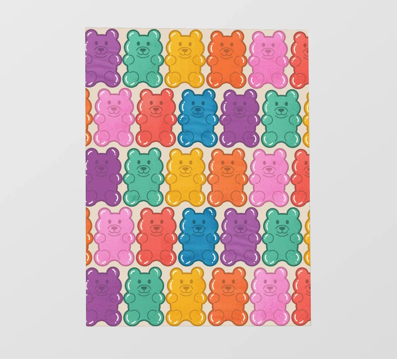 Colorful Gummy Bear Pattern – Fun & Playful Retro Print telo in pvc da showmemars