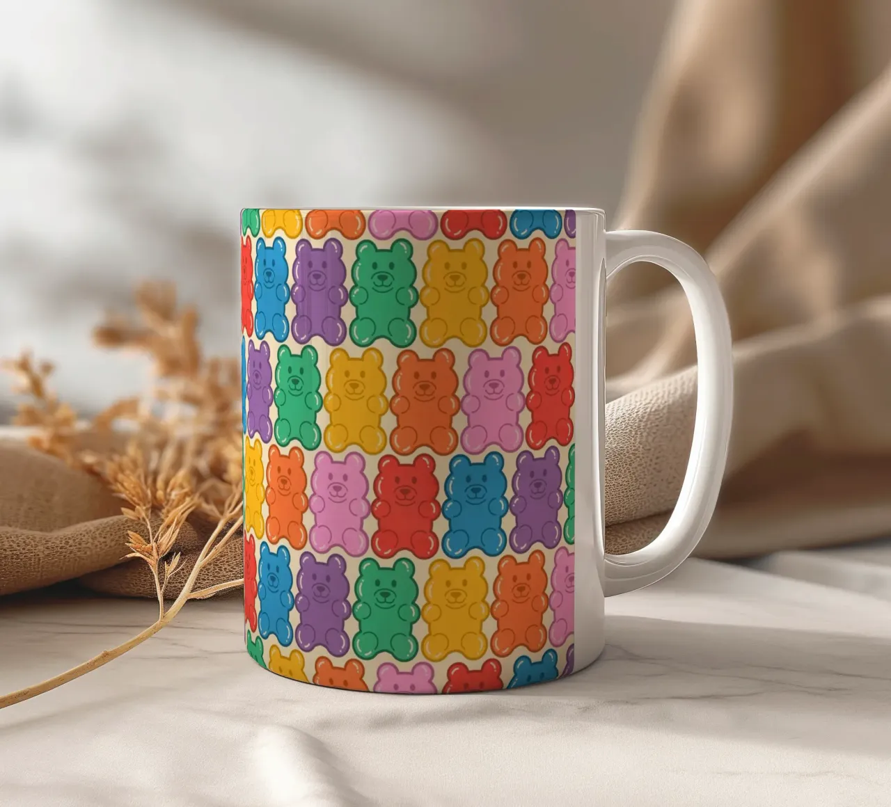 Colorful Gummy Bear Pattern – Fun & Playful Retro Print tazza in ceramica da showmemars