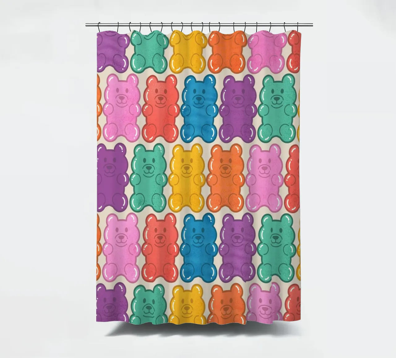 Colorful Gummy Bear Pattern – Fun & Playful Retro Print tenda da doccia da showmemars