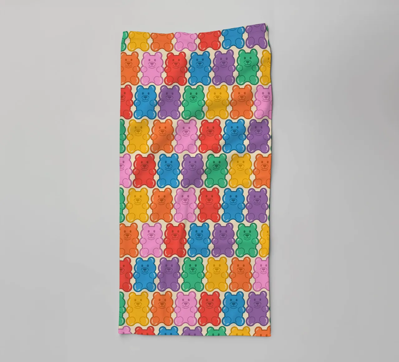 Colorful Gummy Bear Pattern – Fun & Playful Retro Print asciugamano da bagno da showmemars