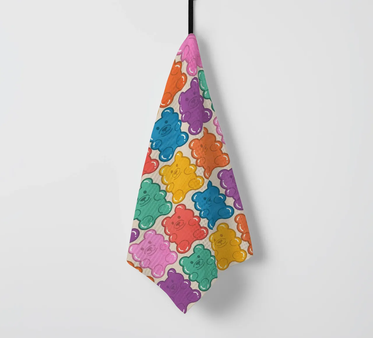 Colorful Gummy Bear Pattern – Fun & Playful Retro Print canovaccio da cucina da showmemars