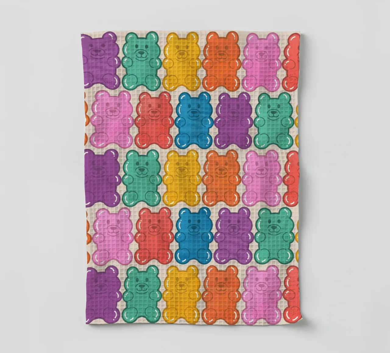 Colorful Gummy Bear Pattern – Fun & Playful Retro Print canovaccio da cucina da showmemars